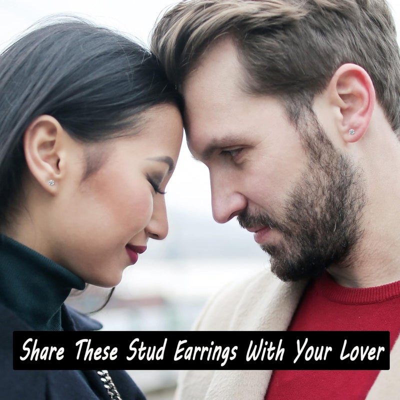 MJust Titanium Earrings Set for Sensitive Ears 20 Gauge Pure Titanium Cartilage Earring Ball Cubic Zirconia G23 Hypoallergenic Flat Back Earrings Studs - Image 4